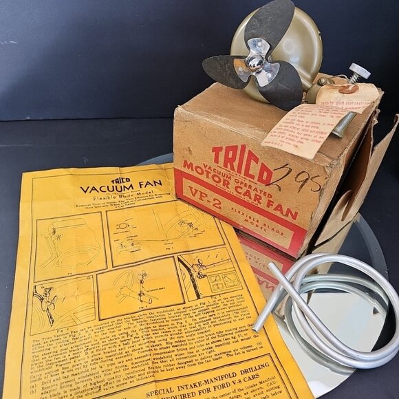 Vintage TRICO Vacuum Operated Motor Car Fan VF-2 Flexible Blade Model Box Paper - Picture 1 of 11